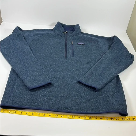 Patagonia Navy Heather Quarter-Zip Fleece Sz XL - Picture 2 of 12